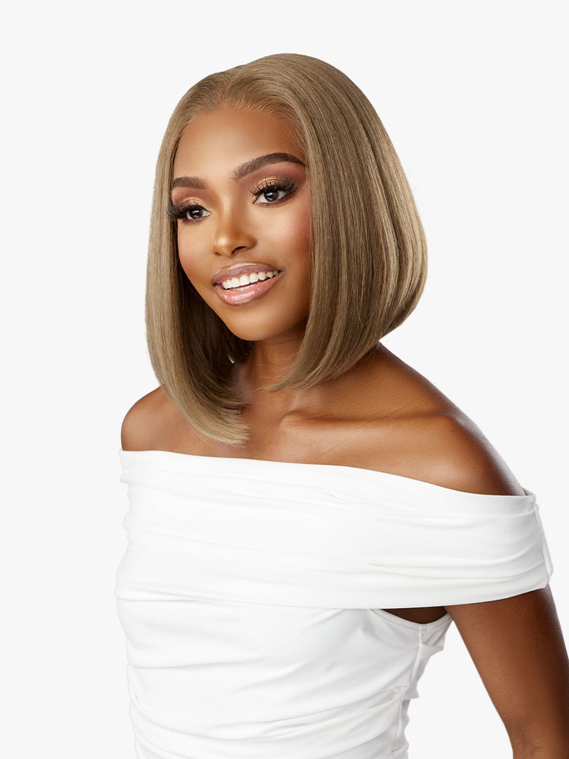 Sensationnel Bare Lace Y-Part Front Wigs - Analia glueless wide 5 inch deep  part lace synthetic with preplucked Non lifting 2040 larger grid thinner